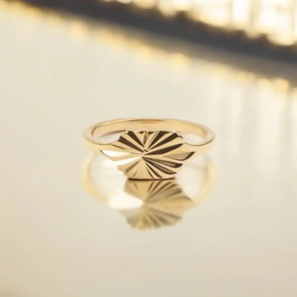 NEW yellow gold plated sunburst band singlet ring jewelry size 6 B25A